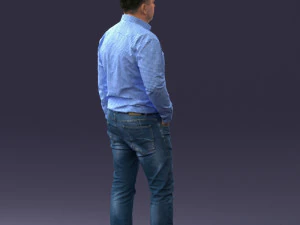 000261 Casual Man in Checkered Shirt and Jeans 0403 3dp 3D Print Model