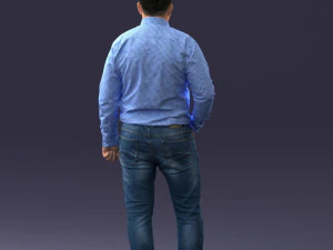 000261 Casual Man in Checkered Shirt and Jeans 0403 3dp 3D Print Model