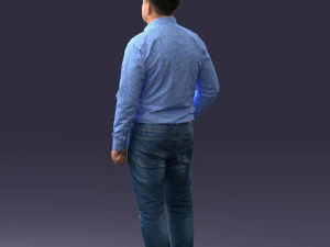 000261 Casual Man in Checkered Shirt and Jeans 0403 3dp 3D Print Model