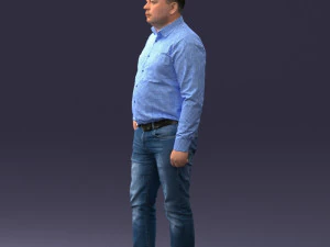 000261 Casual Man in Checkered Shirt and Jeans 0403 3dp 3D Print Model