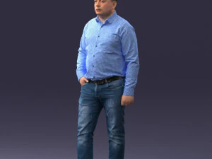 000261 Casual Man in Checkered Shirt and Jeans 0403 3dp 3D Print Model