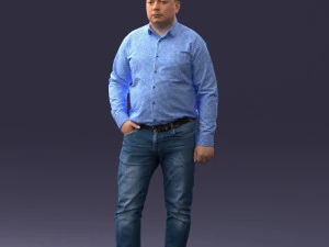 000261 Casual Man in Checkered Shirt and Jeans 0403 3dp 3D Print Model