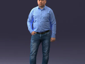 000261 Casual Man in Checkered Shirt and Jeans 0403 3dp 3D Print Model