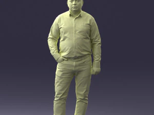 000261 Casual Man in Checkered Shirt and Jeans 0403 3dp 3D Print Model