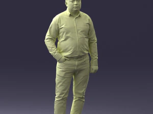 000261 Casual Man in Checkered Shirt and Jeans 0403 3dp 3D Print Model