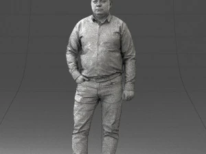 000261 Casual Man in Checkered Shirt and Jeans 0403 3dp 3D Print Model