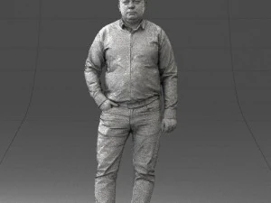 000261 Casual Man in Checkered Shirt and Jeans 0403 3dp 3D Print Model