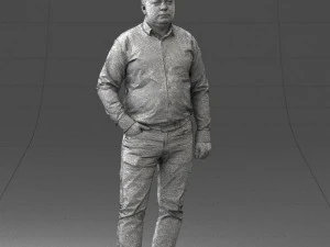 000261 Casual Man in Checkered Shirt and Jeans 0403 3dp 3D Print Model