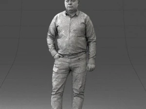 000261 Casual Man in Checkered Shirt and Jeans 0403 3dp 3D Print Model
