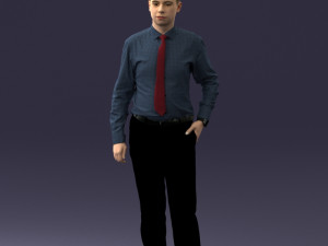 000259 Young Man in Business Casual Outfit with Red Tie 0321 3D 모델