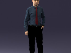 000259 Young Man in Business Casual Outfit with Red Tie 0321 3D 모델