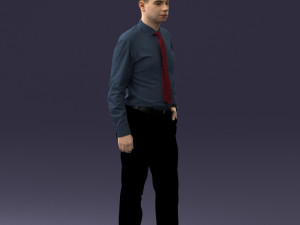000259 Young Man in Business Casual Outfit with Red Tie 0321 3D 모델