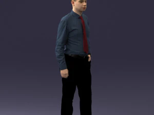 000259 Young Man in Business Casual Outfit with Red Tie 0321 3D Model