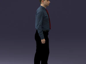 000259 Young Man in Business Casual Outfit with Red Tie 0321 3D Model
