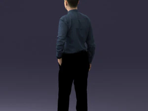 000259 Young Man in Business Casual Outfit with Red Tie 0321 3D Model