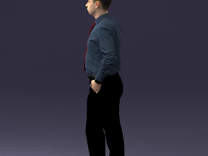 000259 Young Man in Business Casual Outfit with Red Tie 0321 3D Model