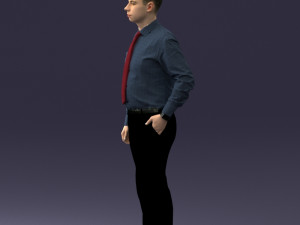 000259 Young Man in Business Casual Outfit with Red Tie 0321 3D 모델