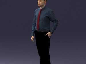 000259 Young Man in Business Casual Outfit with Red Tie 0321 3D 모델