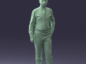 000259 Young Man in Business Casual Outfit with Red Tie 0321 3D Model
