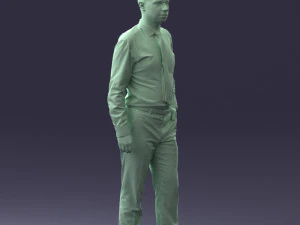 000259 Young Man in Business Casual Outfit with Red Tie 0321 3D Model