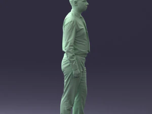 000259 Young Man in Business Casual Outfit with Red Tie 0321 3D Model
