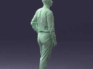 000259 Young Man in Business Casual Outfit with Red Tie 0321 3D Model