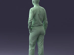 000259 Young Man in Business Casual Outfit with Red Tie 0321 3D Model