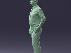000259 Young Man in Business Casual Outfit with Red Tie 0321 3D Model