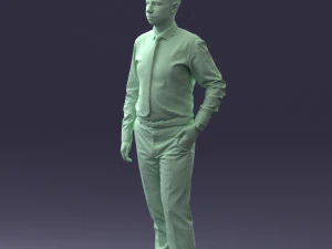 000259 Young Man in Business Casual Outfit with Red Tie 0321 3D Model