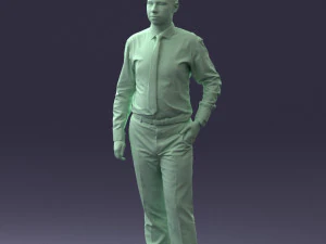 000259 Young Man in Business Casual Outfit with Red Tie 0321 3D Model