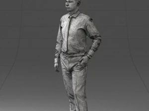 000259 Young Man in Business Casual Outfit with Red Tie 0321 3D Model