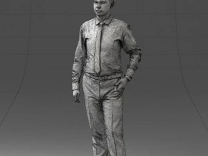 000259 Young Man in Business Casual Outfit with Red Tie 0321 3D Model
