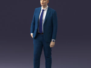 000257 Businessman in Blue Suit with Tie 0305 3D Model