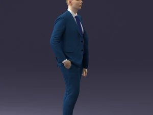 000257 Businessman in Blue Suit with Tie 0305 3D Model