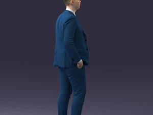 000257 Businessman in Blue Suit with Tie 0305 3D Model