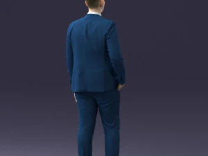 000257 Businessman in Blue Suit with Tie 0305 3D Model
