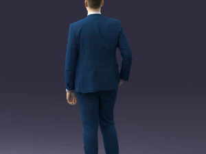 000257 Businessman in Blue Suit with Tie 0305 3D Model