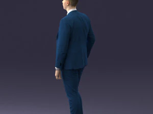 000257 Businessman in Blue Suit with Tie 0305 3D Model