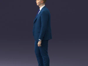 000257 Businessman in Blue Suit with Tie 0305 3D Model