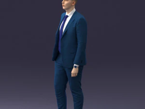 000257 Businessman in Blue Suit with Tie 0305 3D Model