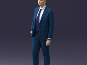 000257 Businessman in Blue Suit with Tie 0305 3D Model