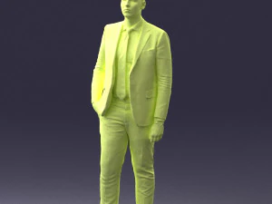 000257 Businessman in Blue Suit with Tie 0305 3D Model