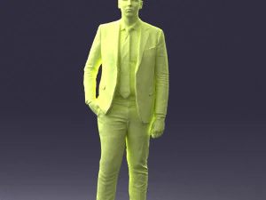 000257 Businessman in Blue Suit with Tie 0305 3D Model