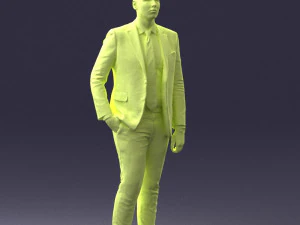 000257 Businessman in Blue Suit with Tie 0305 3D Model