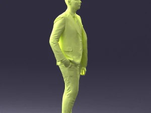 000257 Businessman in Blue Suit with Tie 0305 3D Model