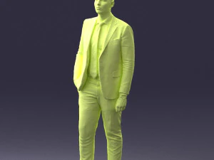 000257 Businessman in Blue Suit with Tie 0305 3D Model