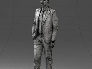 000257 Businessman in Blue Suit with Tie 0305 3D Model