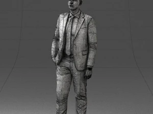 000257 Businessman in Blue Suit with Tie 0305 3D Model