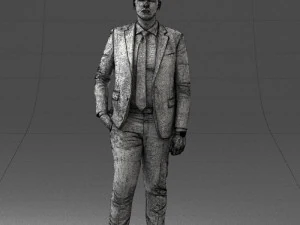 000257 Businessman in Blue Suit with Tie 0305 3D Model