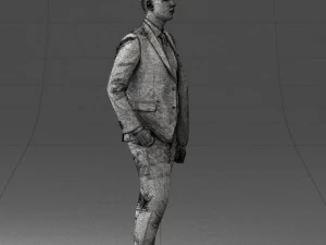 000257 Businessman in Blue Suit with Tie 0305 3D Model